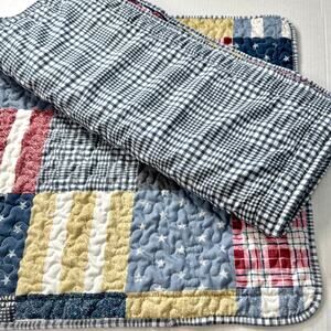 Pair King Pillow Shams Quilted Set/2 Country Living Patchwork Farmhouse Cottage